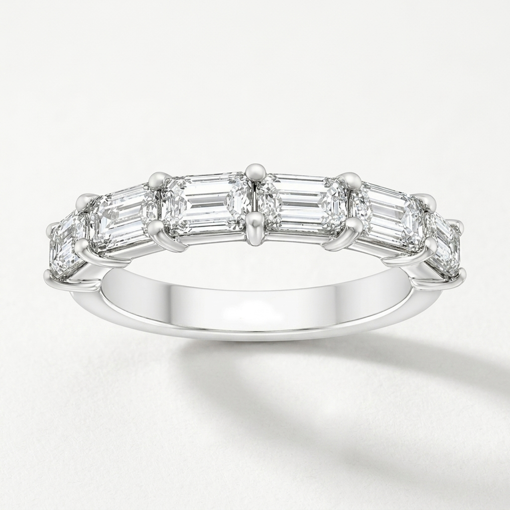 2.00ctw Emerald Cut Lab Grown East West Band