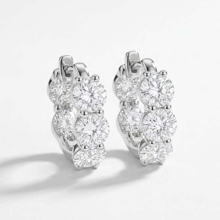 Chic 5.20ctw round-cut lab grown diamond inside-out hoop earrings, combining classic style with brilliant sparkle