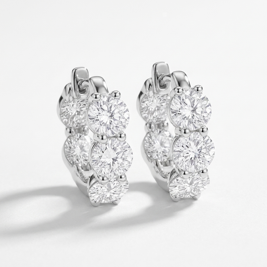 Chic 5.20ctw round-cut lab grown diamond inside-out hoop earrings, combining classic style with brilliant sparkle