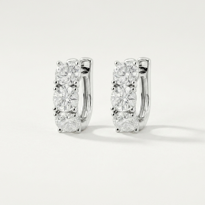 Classic 3.00ctw round-cut lab grown huggie earrings, for a sleek and modern look