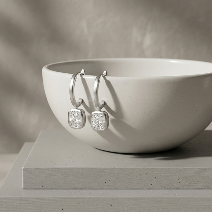 2.00ctw Cushion Lab Grown Diamond White Gold Drop Earrings