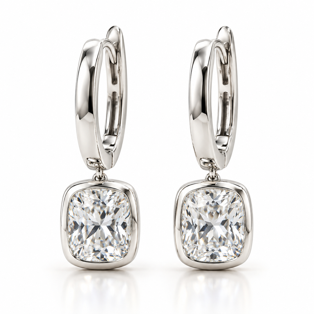 2.00ctw Cushion Lab Grown Diamond White Gold Drop Earrings