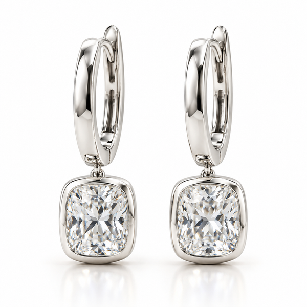 2.00ctw Cushion Lab Grown Diamond White Gold Drop Earrings