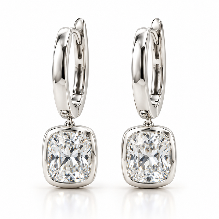 2.00ctw Cushion Lab Grown Diamond White Gold Drop Earrings