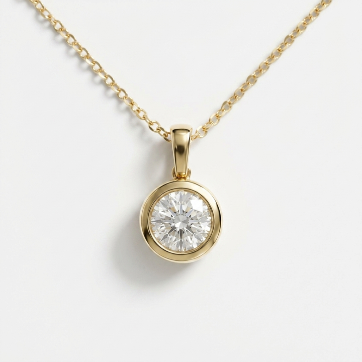 Round Lab Grown Diamond Bezel Necklace