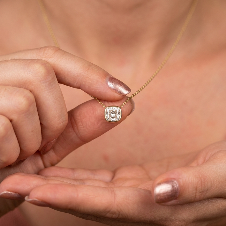 1.00cts Cushion Lab Grown Diamond Solitaire Necklace
