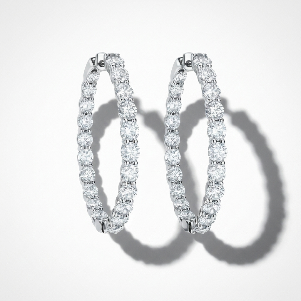 6.36ctw Diamond Elongated Oval Hoops