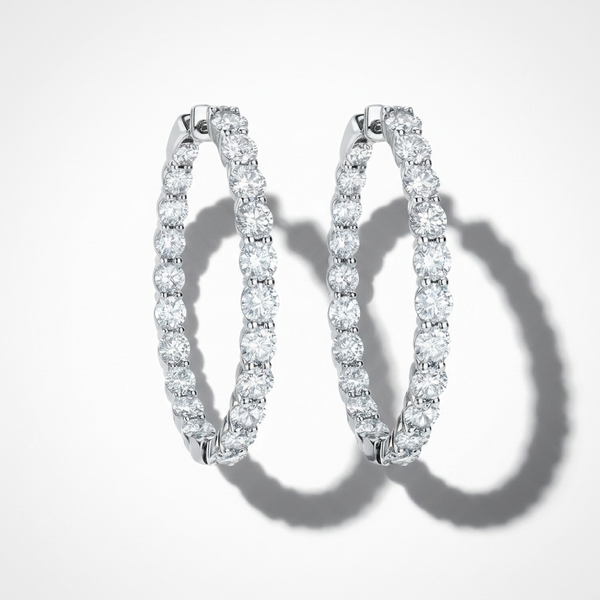 6.36ctw Diamond Elongated Oval Hoops