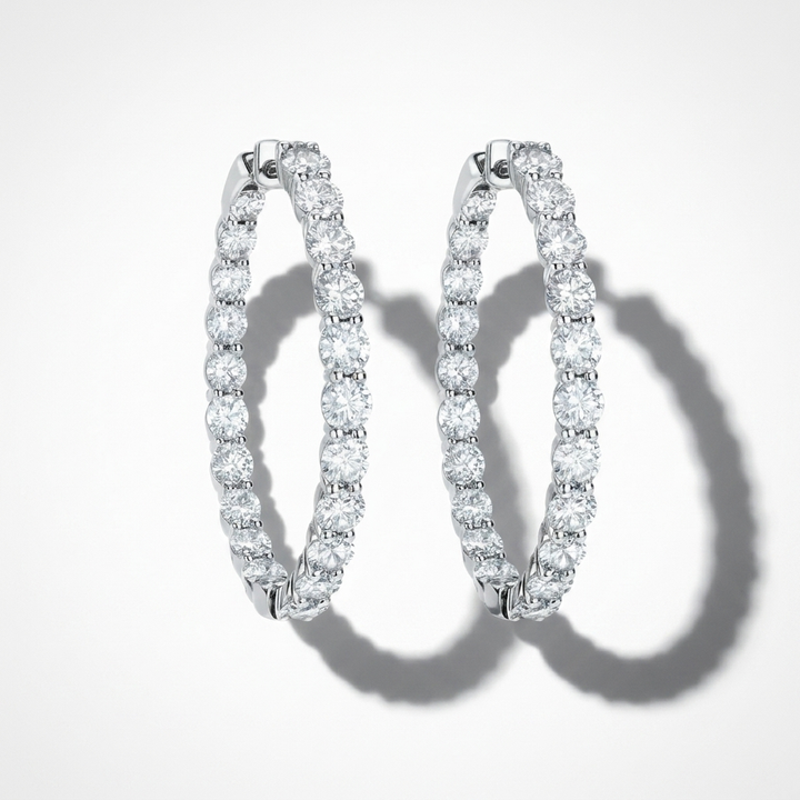 6.36ctw Diamond Elongated Oval Hoops