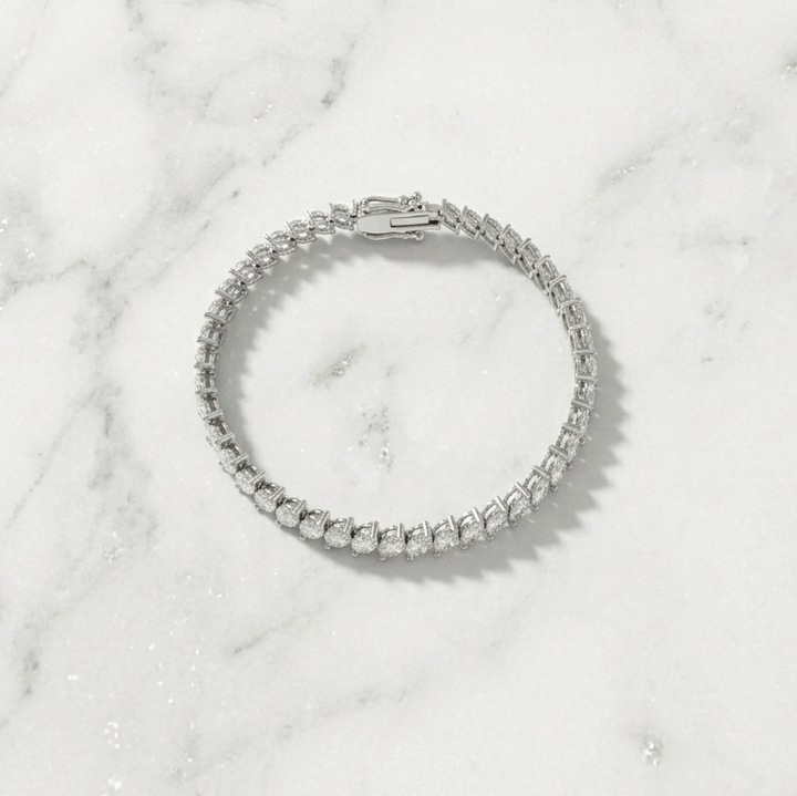 7.90ctw Marquise Diamond 14kt White Gold Bracelet