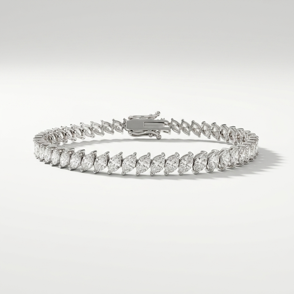 7.90ctw Marquise Diamond 14kt White Gold Bracelet