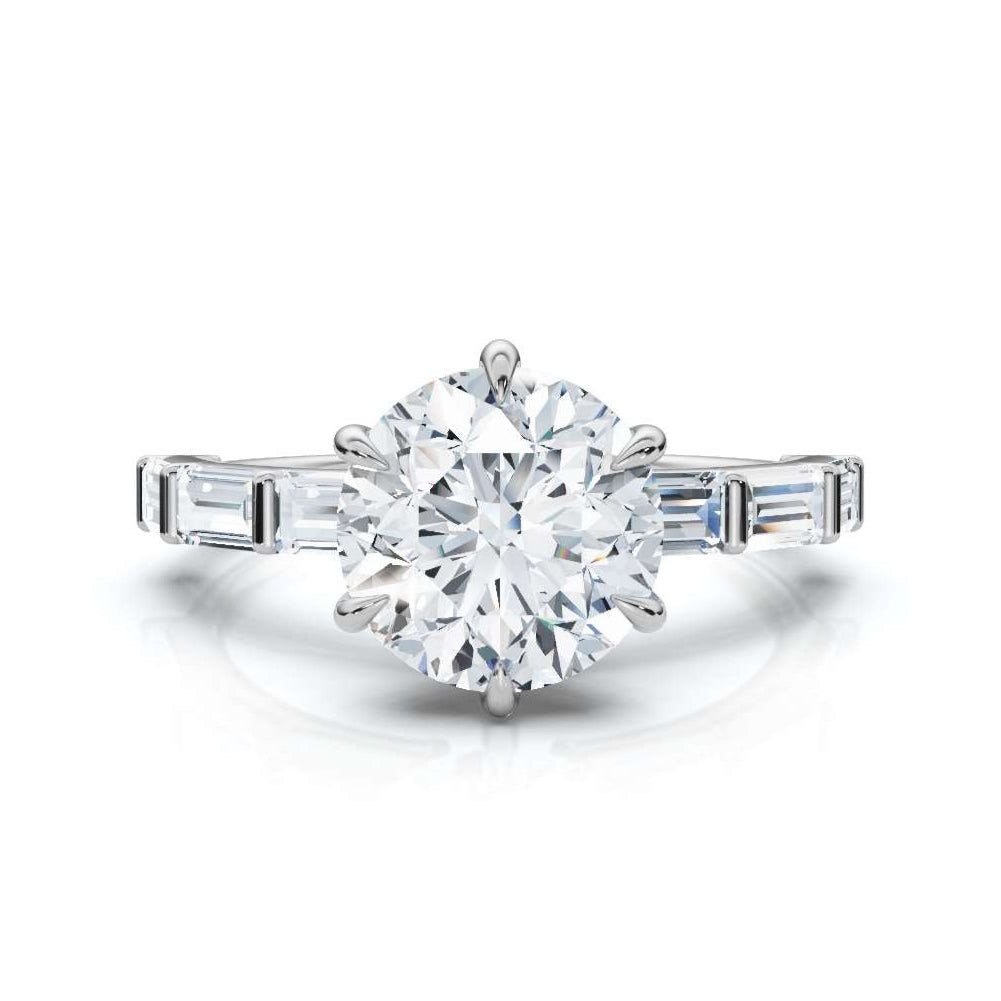 Round Accented Baguette Ring