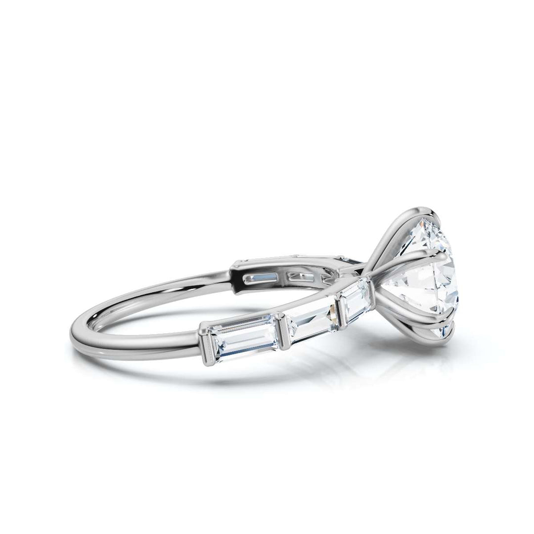 Round Accented Baguette Ring