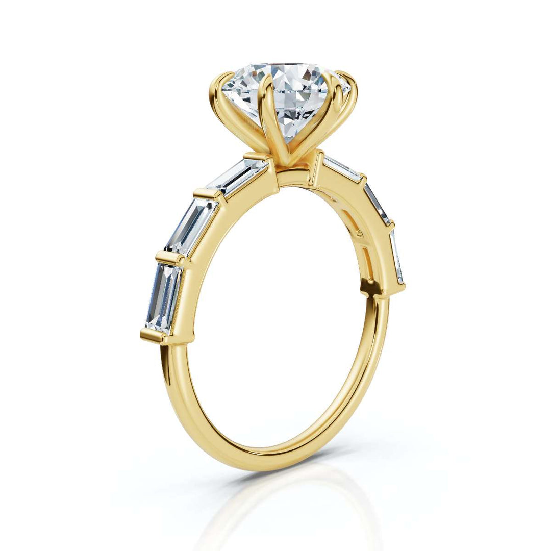 Round Accented Baguette Ring