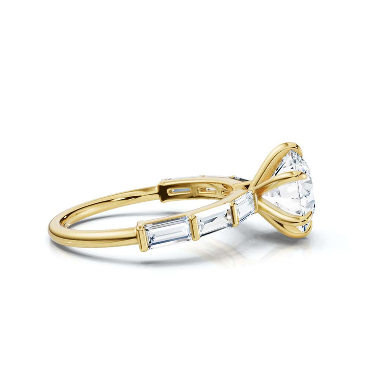 Round Accented Baguette Ring