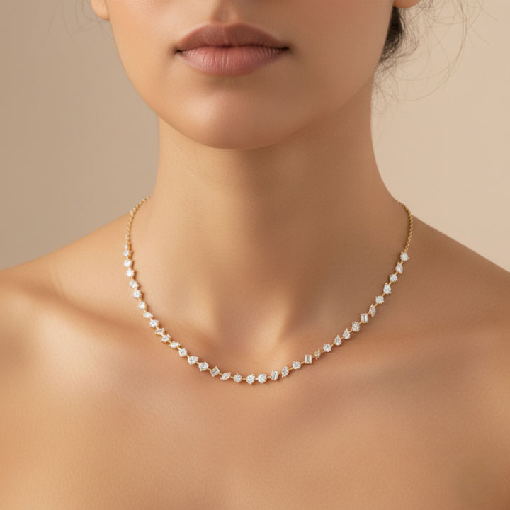 7.00ctw Multi Shape Lab Grown Diamond Tennis Necklace