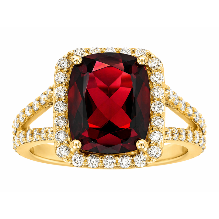 Garnet Gemstone & Diamond Halo Ring