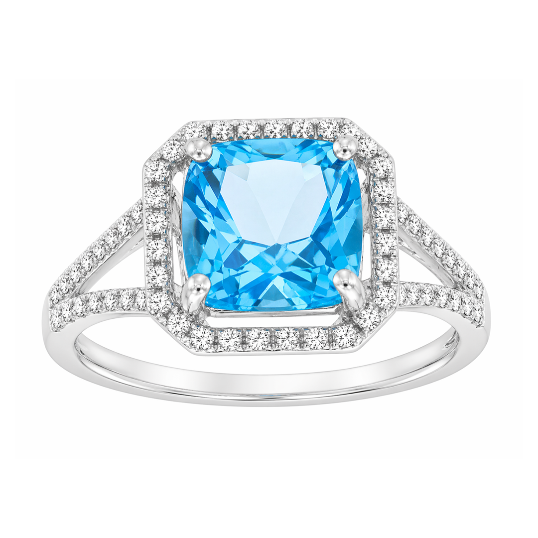 Blue Topaz & Diamond Ring