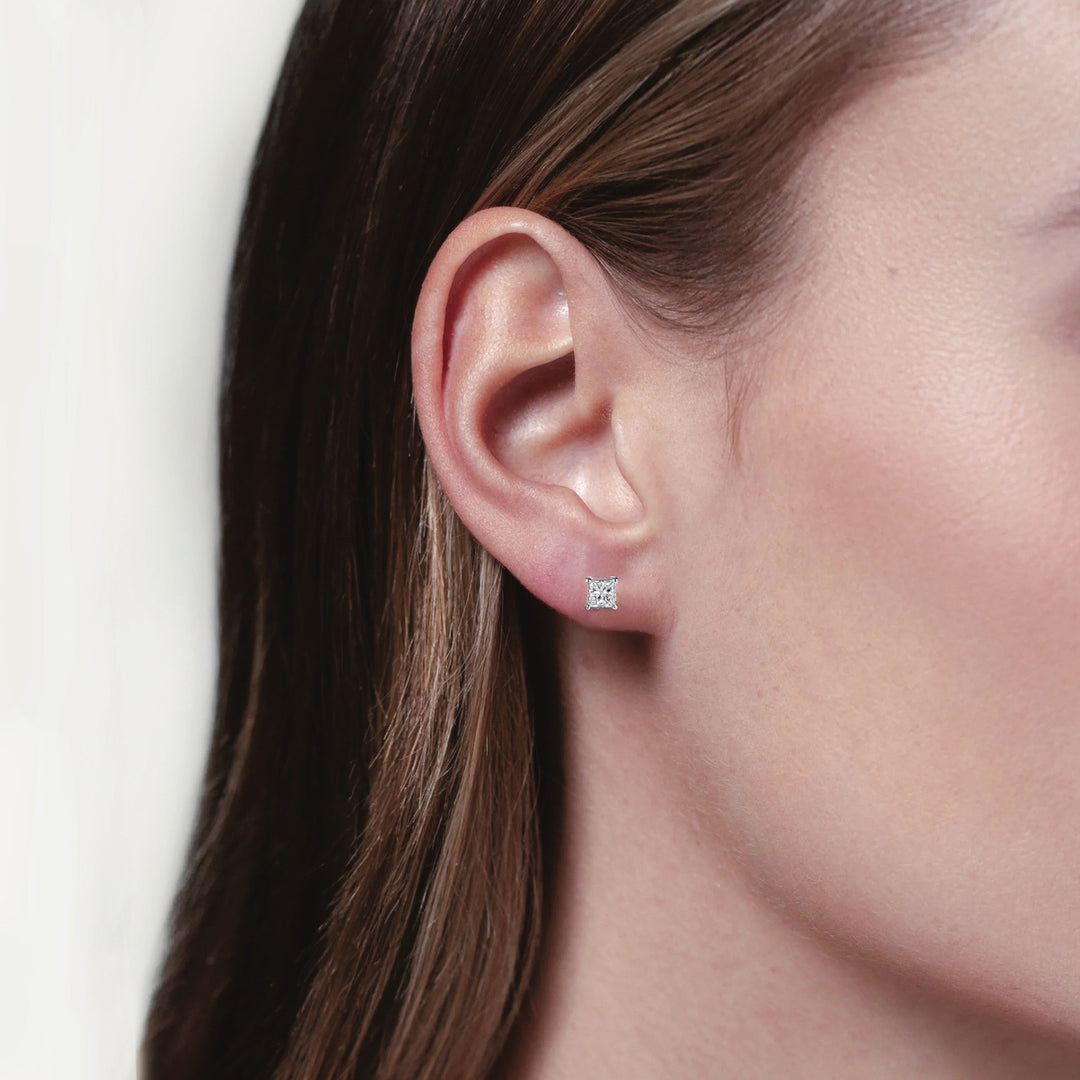 1.00ctw Princess Diamond Natural Stud Earrings
