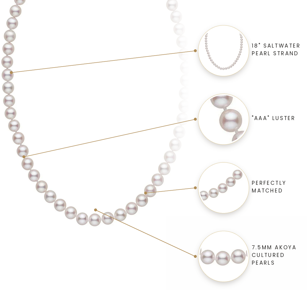 7.5mm Japanese Akoya Pearl Necklace