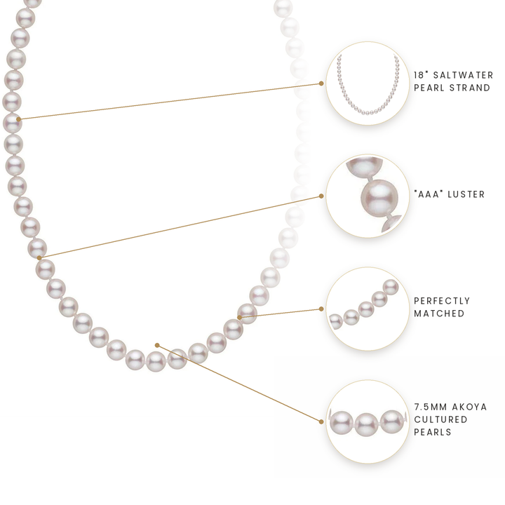 7.5mm Japanese Akoya Pearl Necklace