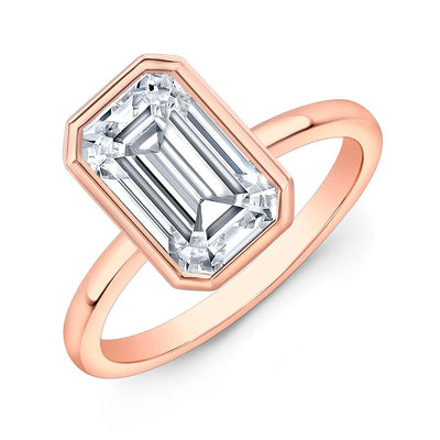 Bezel Solitaire - Emerald Engagement Ring