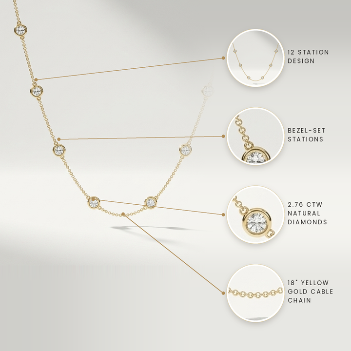 Diamond Bezel Set Station Necklace