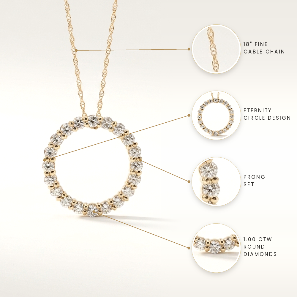1.00ctw Diamond Circle Gold Pendant