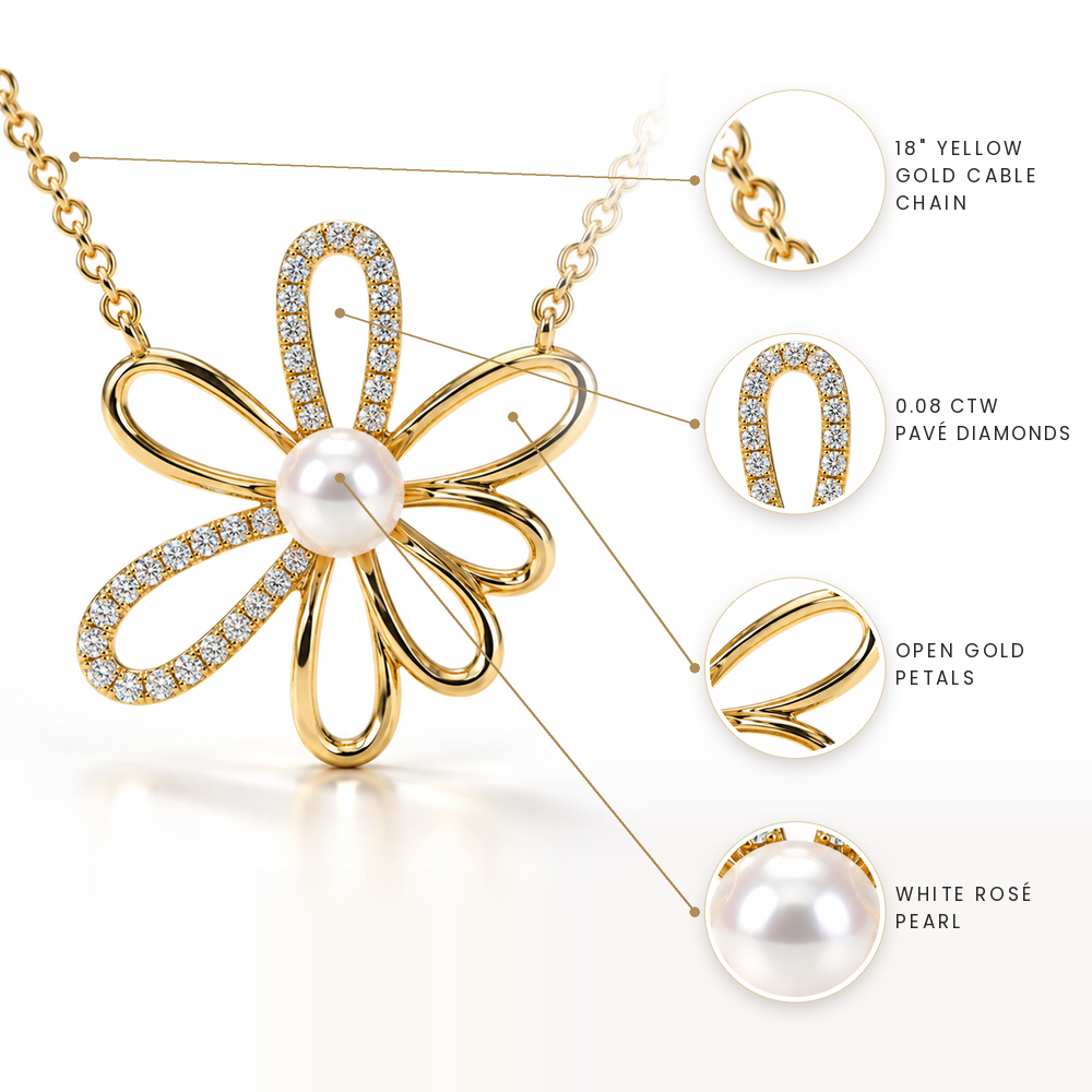 Diamond & Pearl Floral Necklace