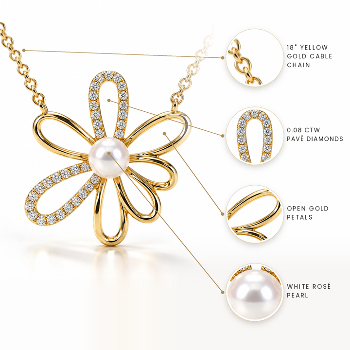 Diamond & Pearl Floral Necklace