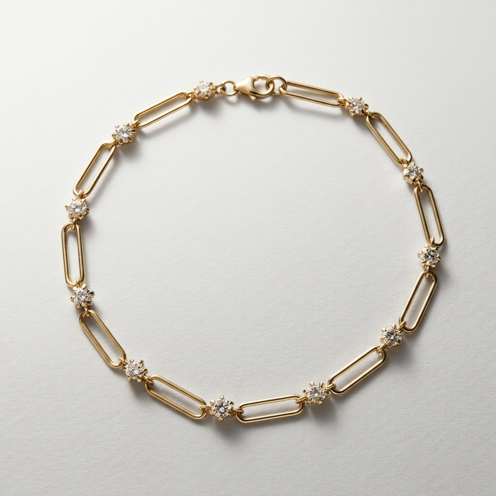 1.02ctw Round Diamond Link 14kt Yellow Gold Bracelet
