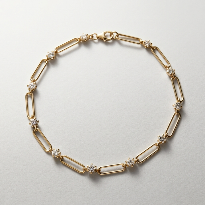 1.02ctw Round Diamond Link 14kt Yellow Gold Bracelet