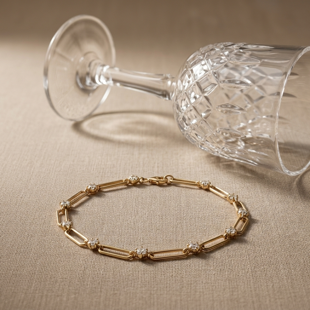 1.02ctw Round Diamond Link 14kt Yellow Gold Bracelet