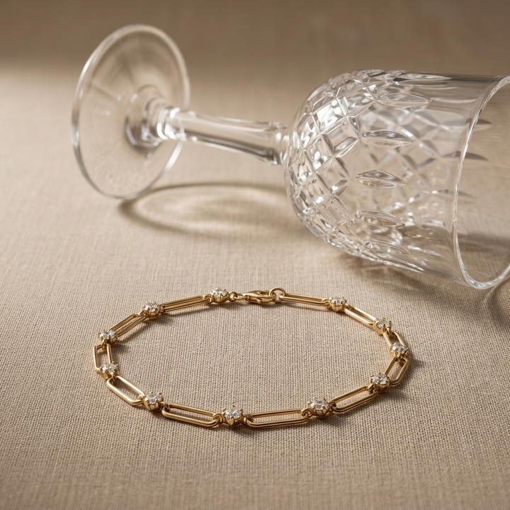 1.02ctw Round Diamond Link 14kt Yellow Gold Bracelet