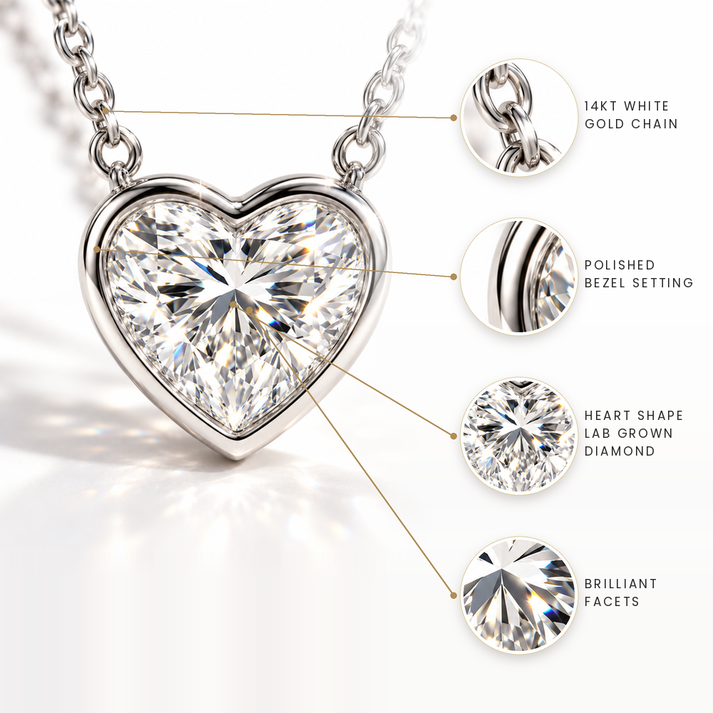 Heart Shape Lab Grown Diamond Bezel Set Necklace