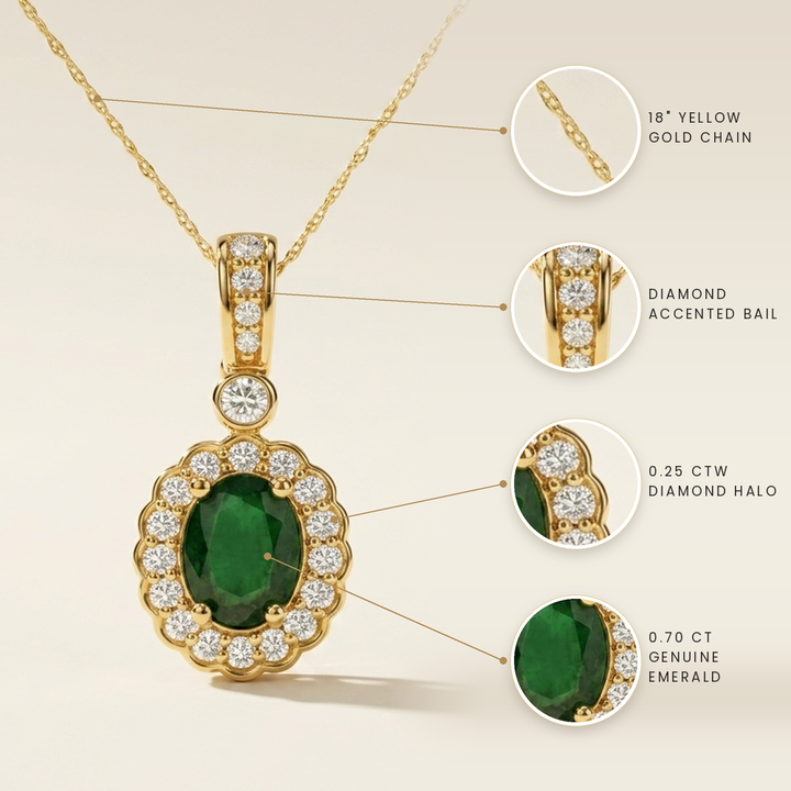Oval Emerald & Diamond Necklace