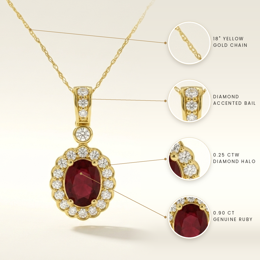 Oval Ruby & Diamond Necklace
