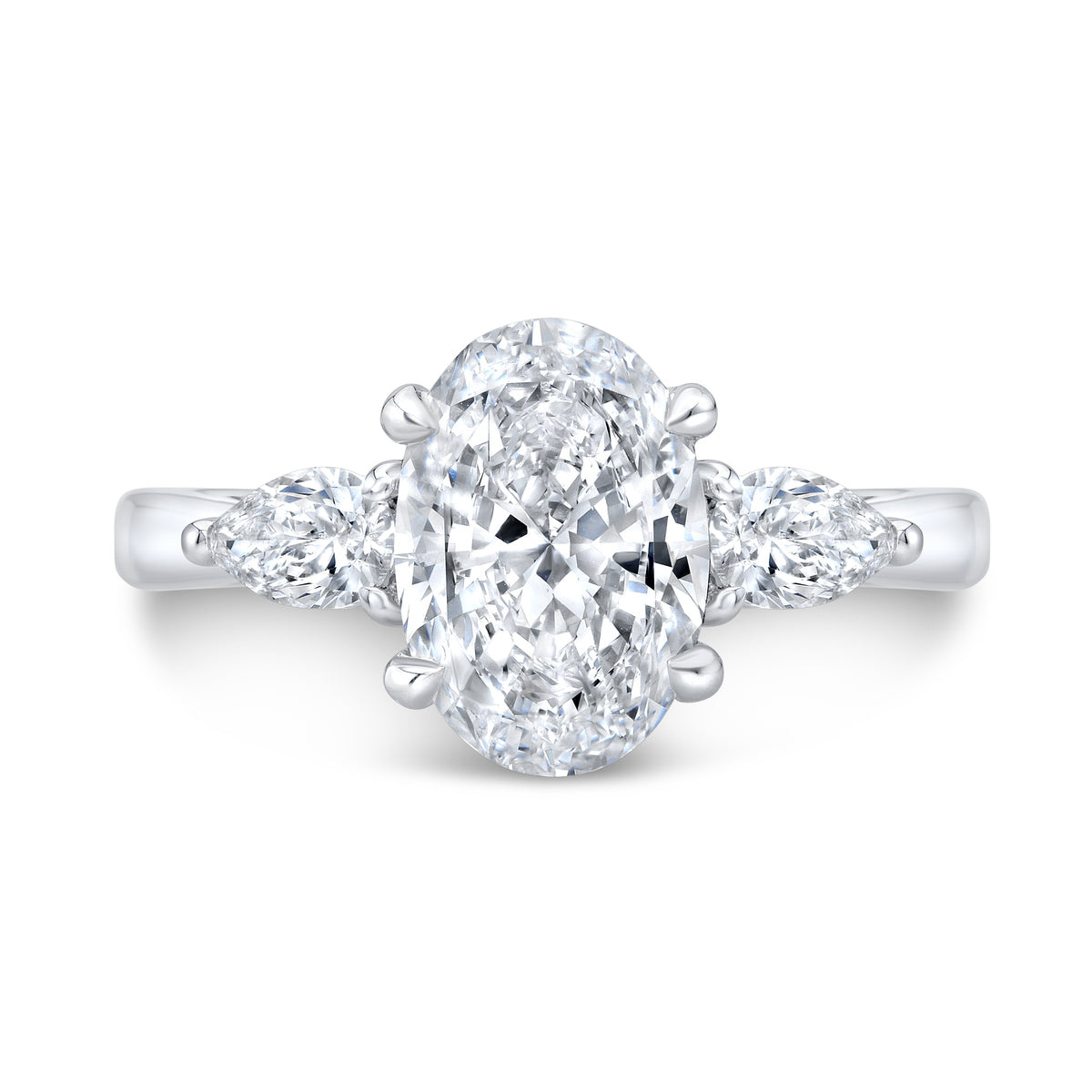 3 Stone - Pear Shape - Oval Engagement Ring