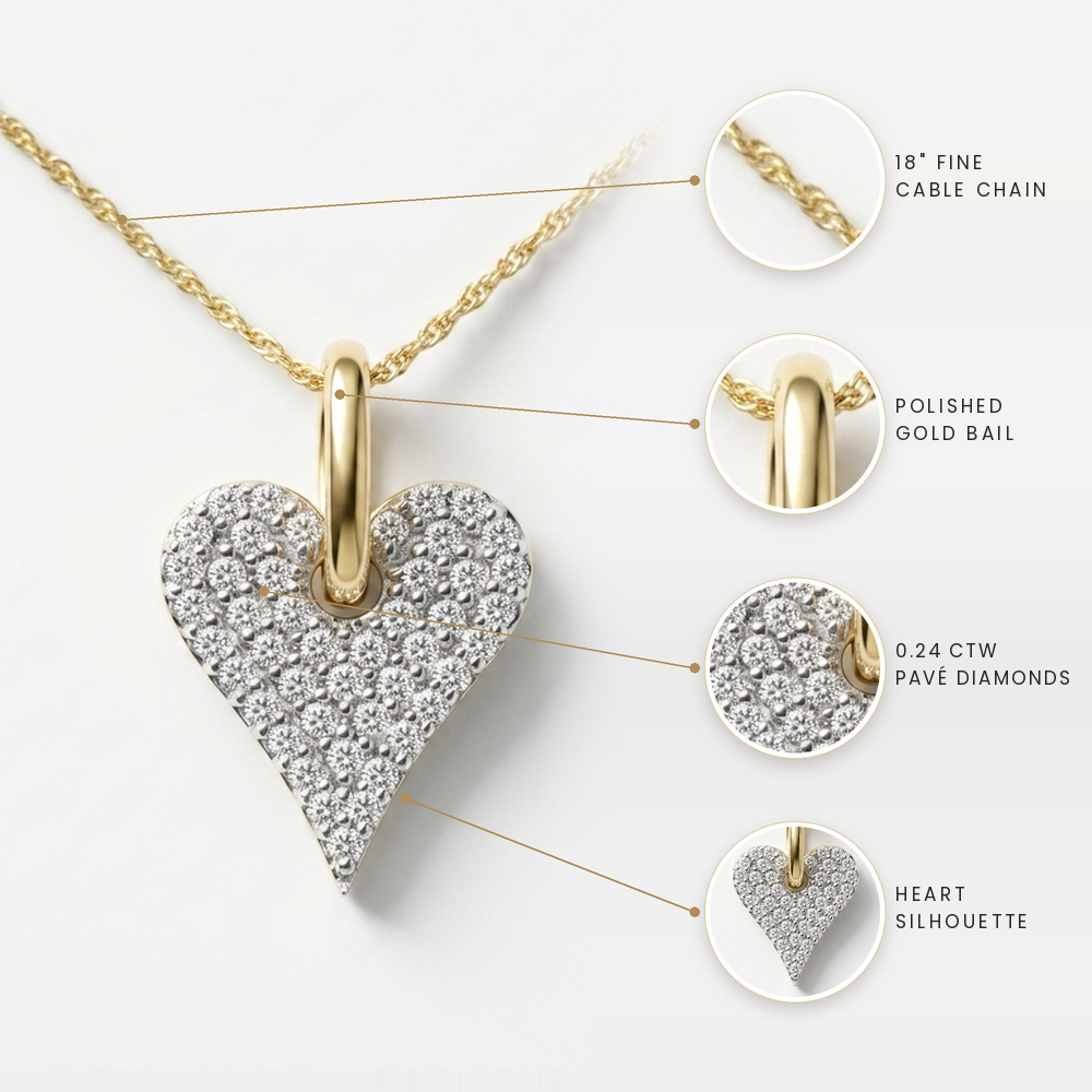 Petite Diamond Pave Heart Necklace