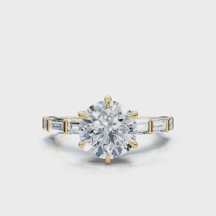 Round Accented Baguette Ring