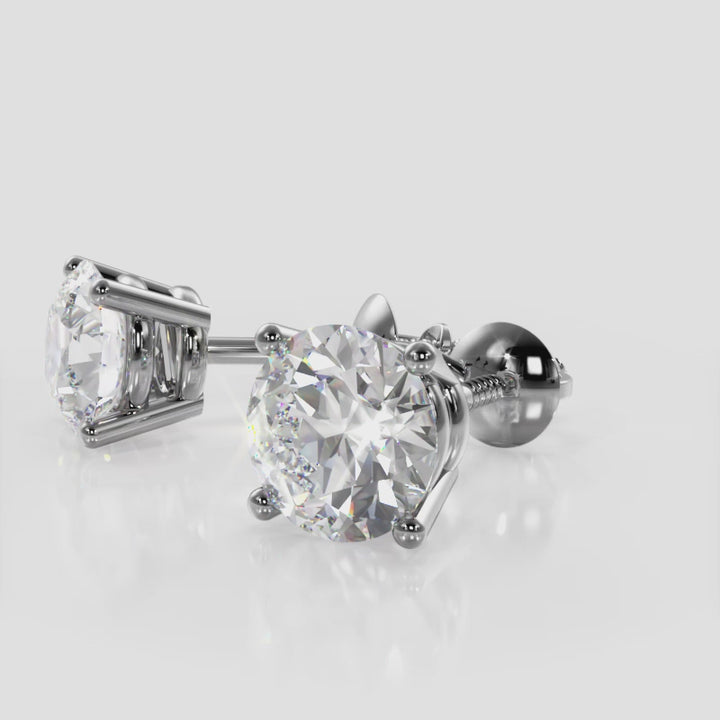 3.00ctw Round Diamond Natural Stud Earrings