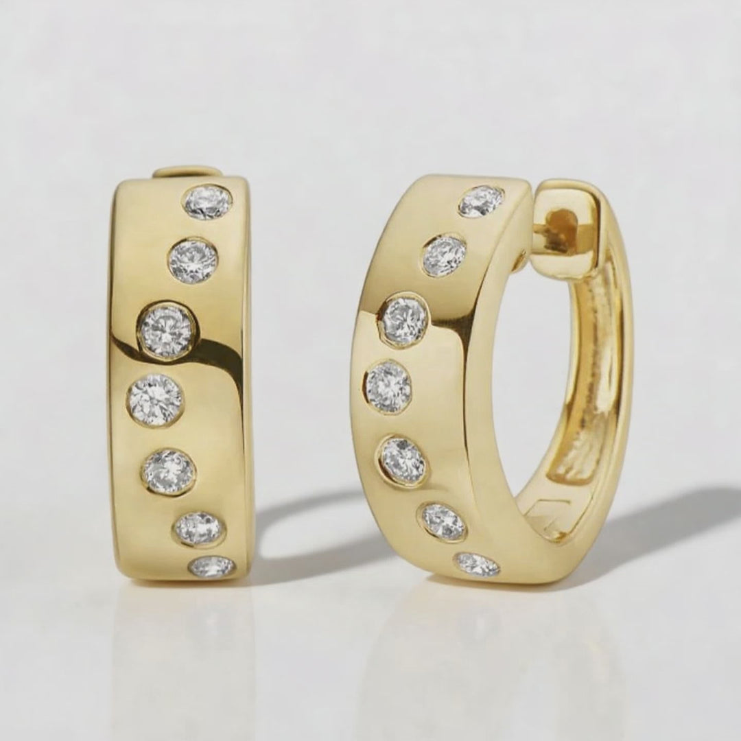 Bezel Diamond Hoop Earrings