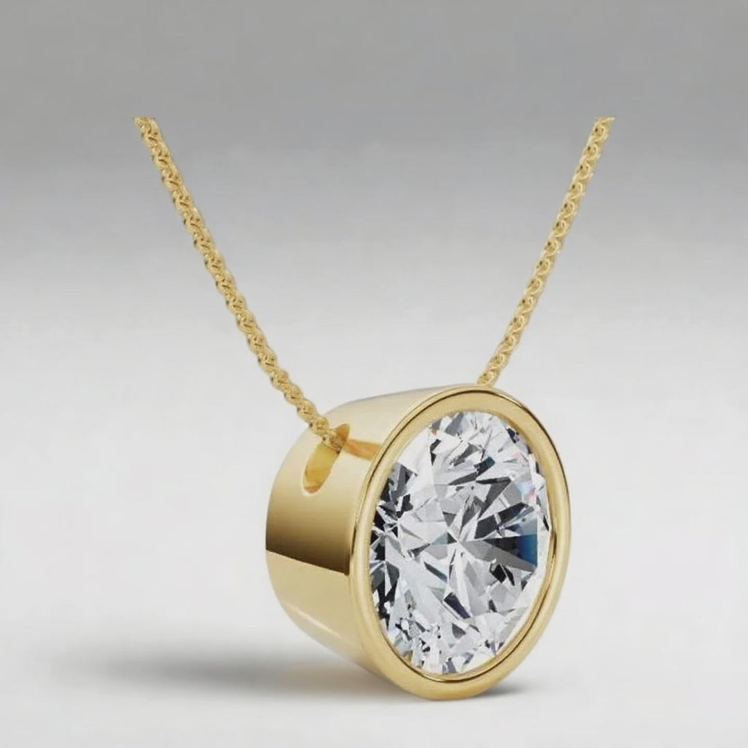 3.00cts Round Lab Grown Diamond Bezel Set Necklace