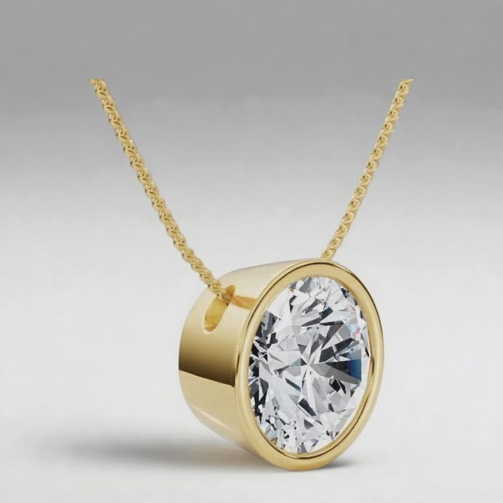 3.00cts Round Lab Grown Diamond Bezel Set Necklace