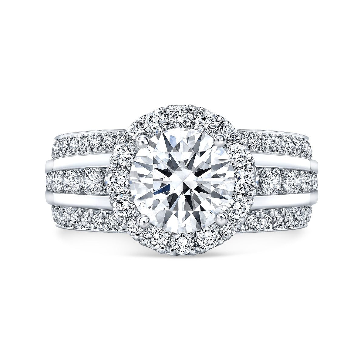 Three Row - Round Engagement Ring