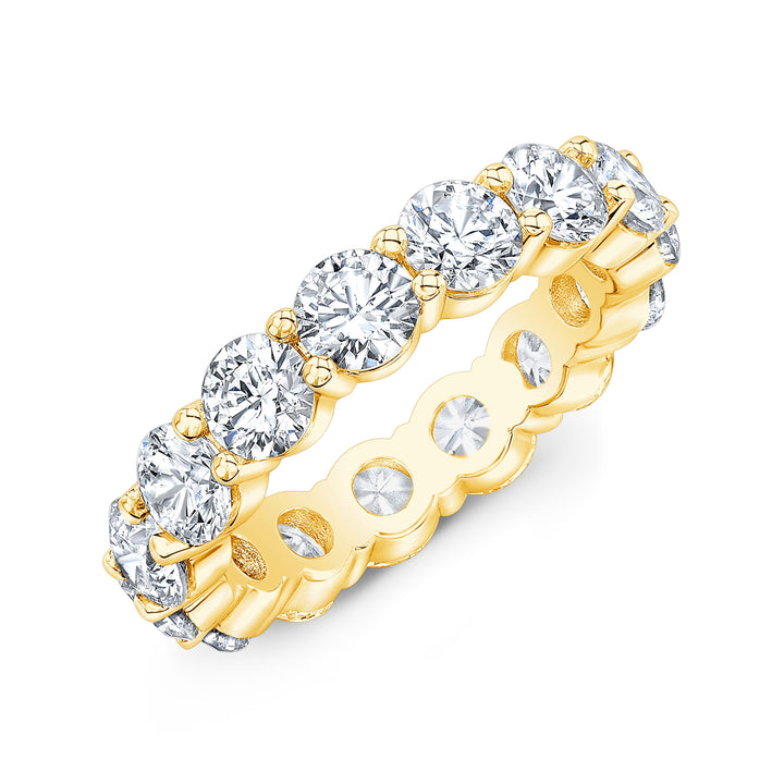 Timeless eternity band featuring round-cut diamonds in a shared prong setting, offering continuous brilliance and classic elegance.