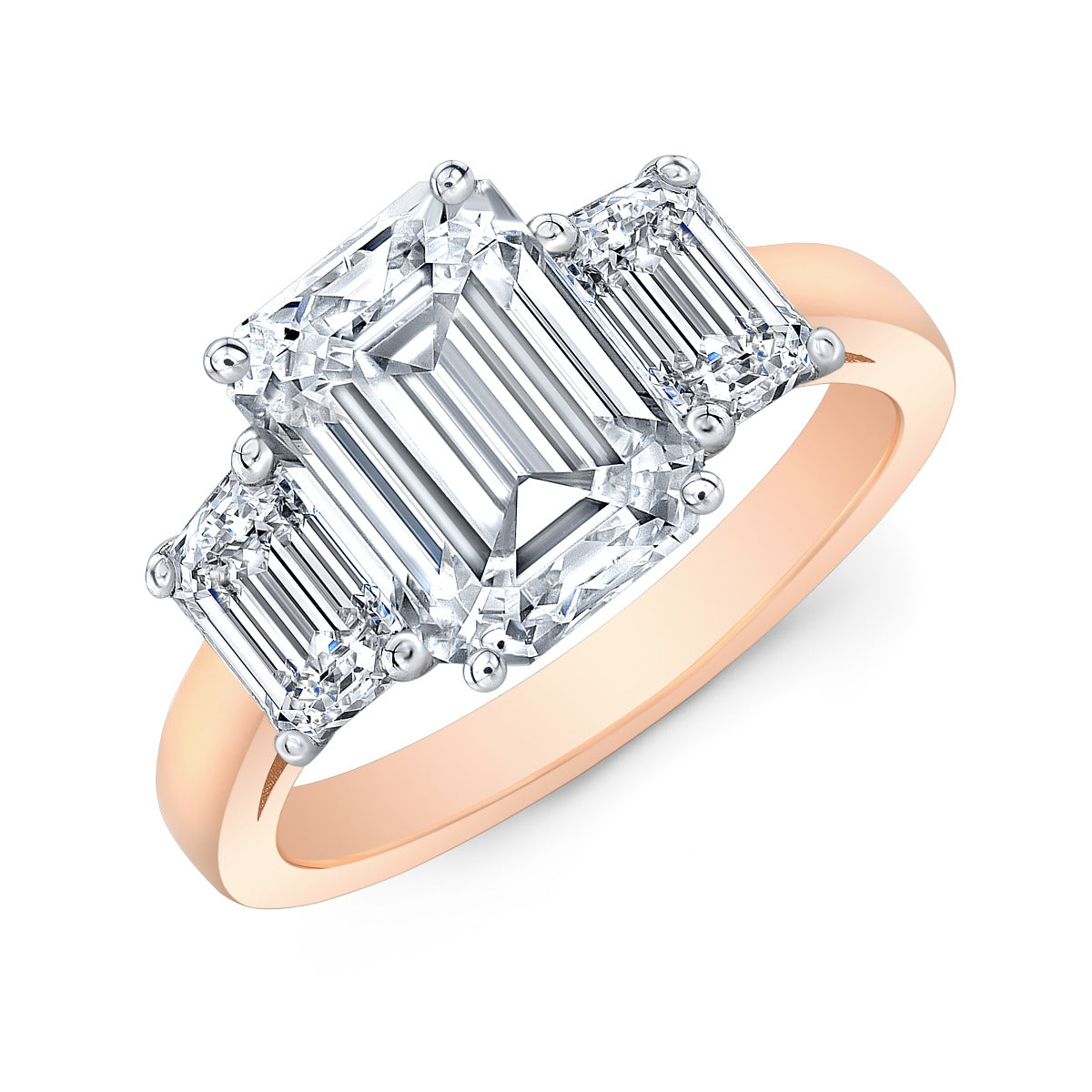 3 Stone - Emerald Engagement Ring