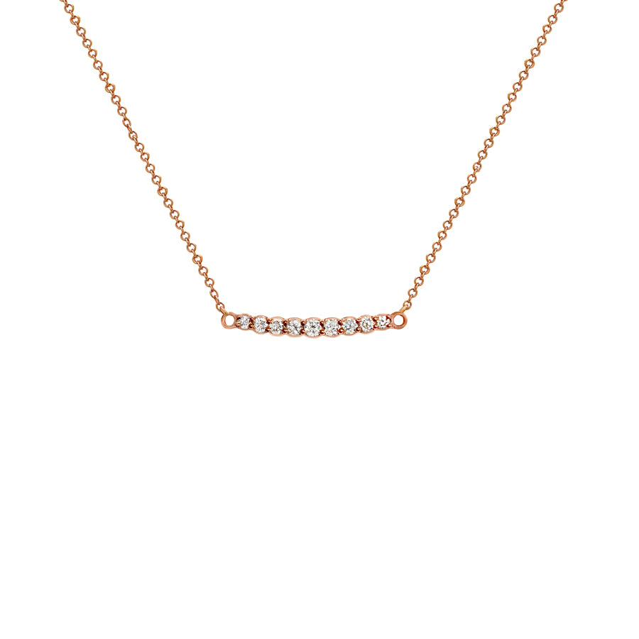 9 Round Diamond Bezel Set 14kt Rose Gold Necklace