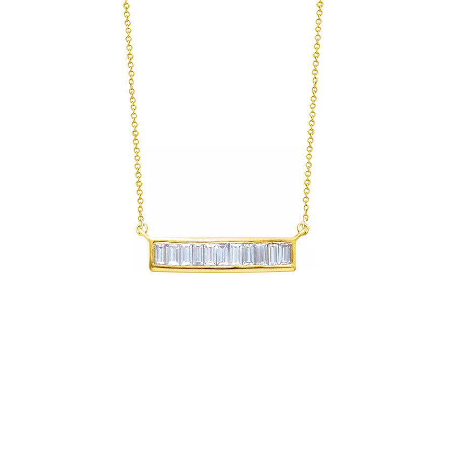 Diamond Baguette Bar Necklace