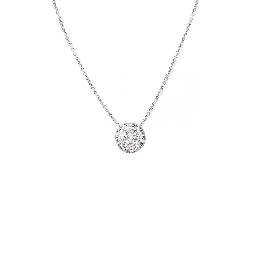 Diamond Cluster Pendant & 14kt White Gold Necklace